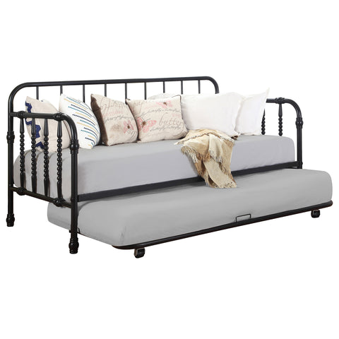 Amalia Metal Twin Daybed with Trundle BlackBlack
