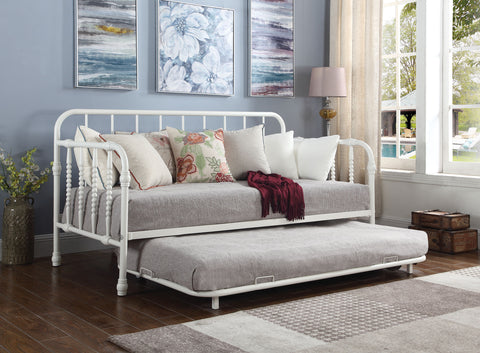 Amalia Metal Twin Daybed with Trundle WhiteWhite