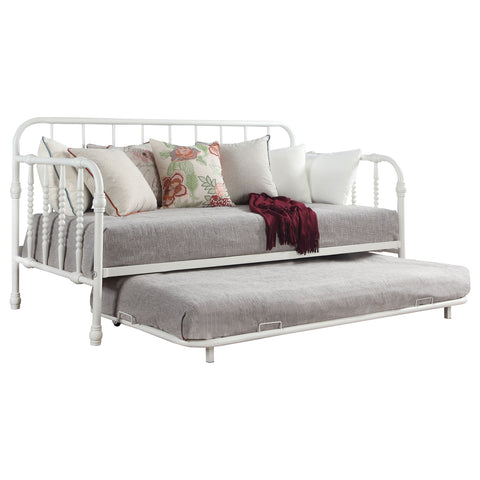Amalia Metal Twin Daybed with Trundle WhiteWhite