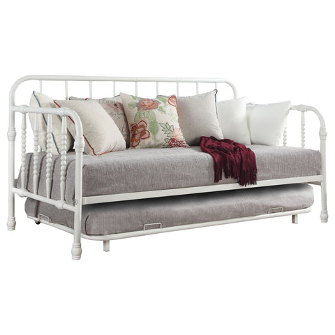 Amalia Metal Twin Daybed with Trundle WhiteWhite