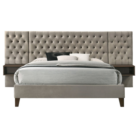 Sandler Upholstered Eastern King Wall Panel Bed Light BrownLight Brown