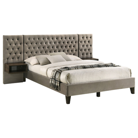 Sandler Upholstered Eastern King Wall Panel Bed Light BrownLight Brown