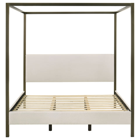 Trisha Upholstered Eastern King Canopy Bed VanillaVanilla