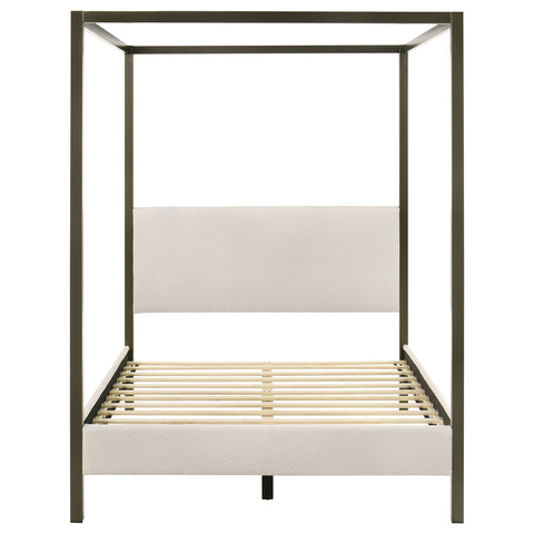 Trisha Upholstered Queen Canopy Bed VanillaVanilla