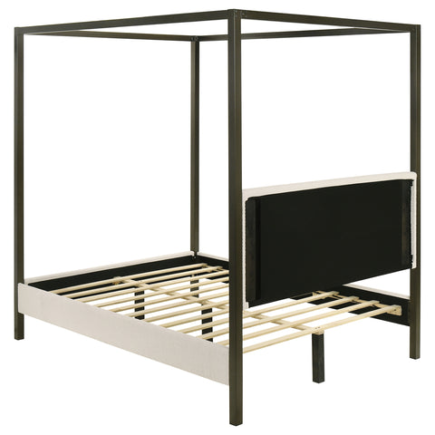 Trisha Upholstered Queen Canopy Bed VanillaVanilla
