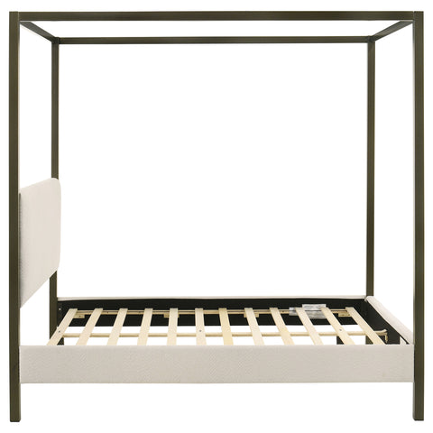 Trisha Upholstered Queen Canopy Bed VanillaVanilla