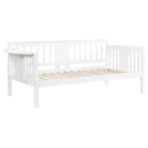 Brooke Wood Twin Daybed with Drop-down Tables WhiteWhite