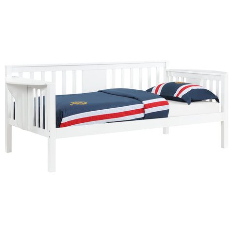 Brooke Wood Twin Daybed with Drop-down Tables WhiteWhite