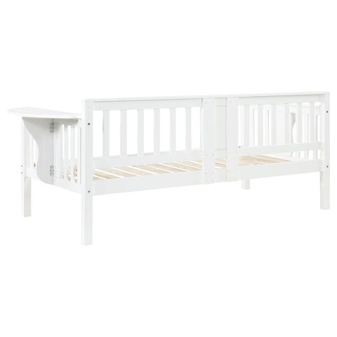 Brooke Wood Twin Daybed with Drop-down Tables WhiteWhite