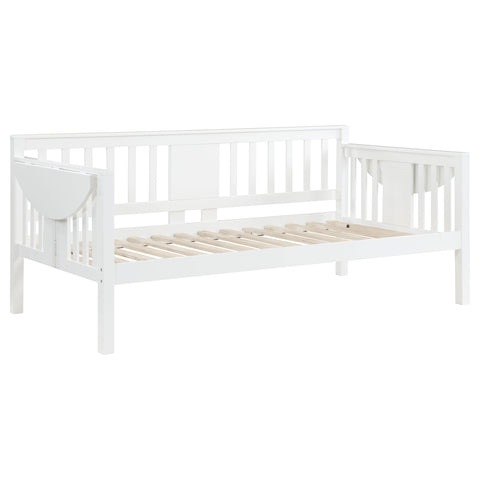 Brooke Wood Twin Daybed with Drop-down Tables WhiteWhite