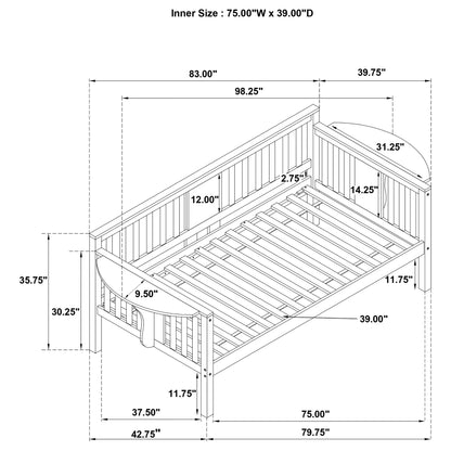 Avenue Wood Twin Daybed with Drop-down Tables White