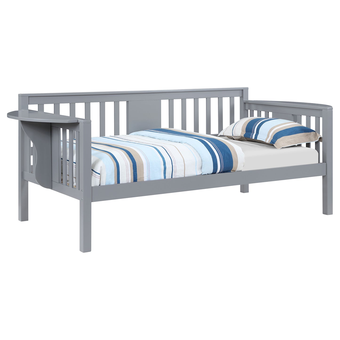 avenue wood twin daybed with drop-down tables grey