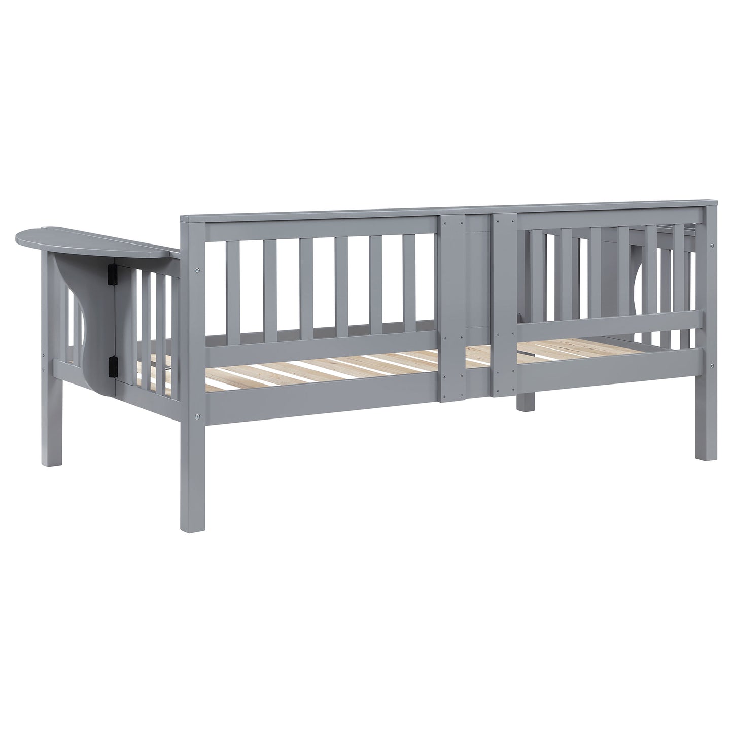 avenue wood twin daybed with drop-down tables grey