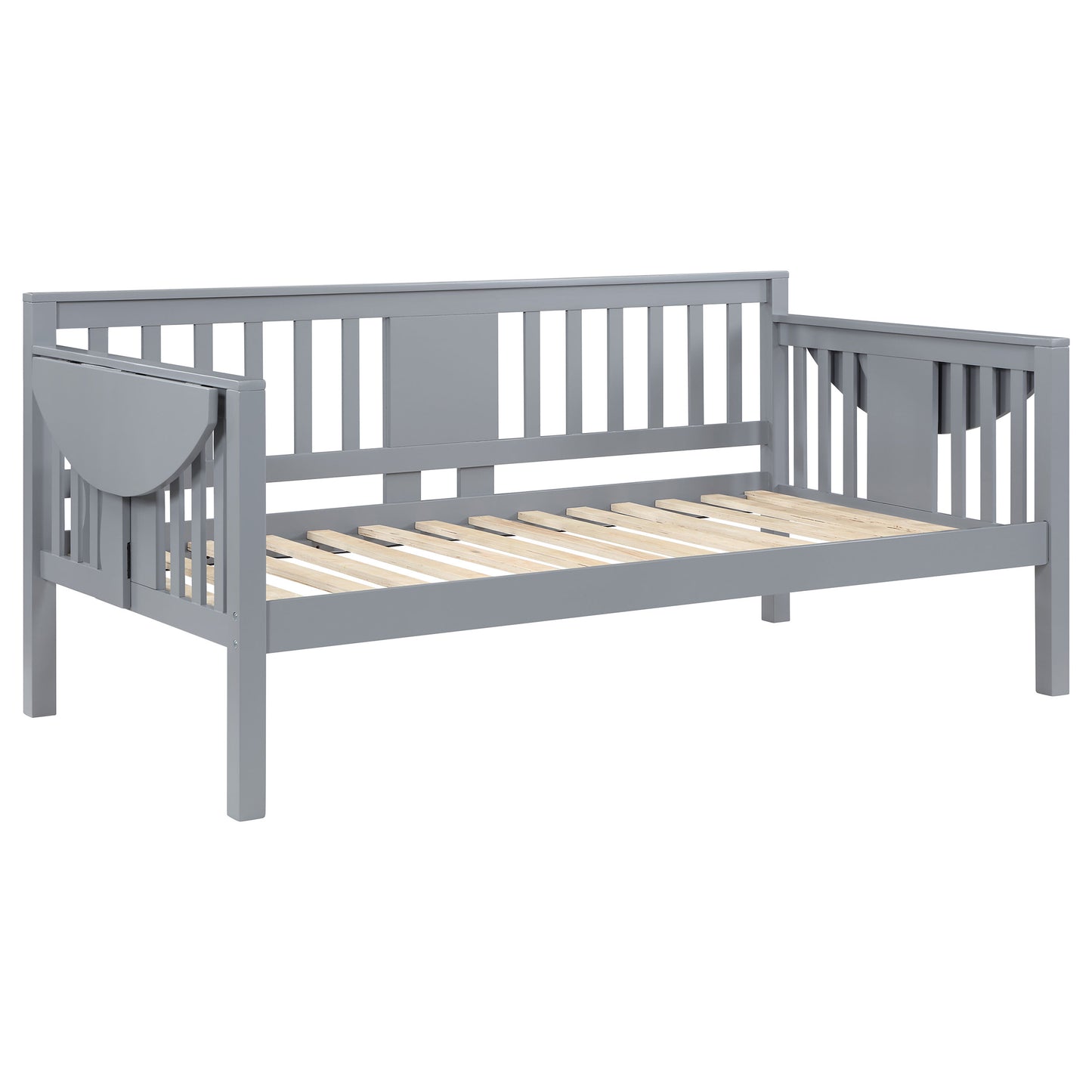 avenue wood twin daybed with drop-down tables grey