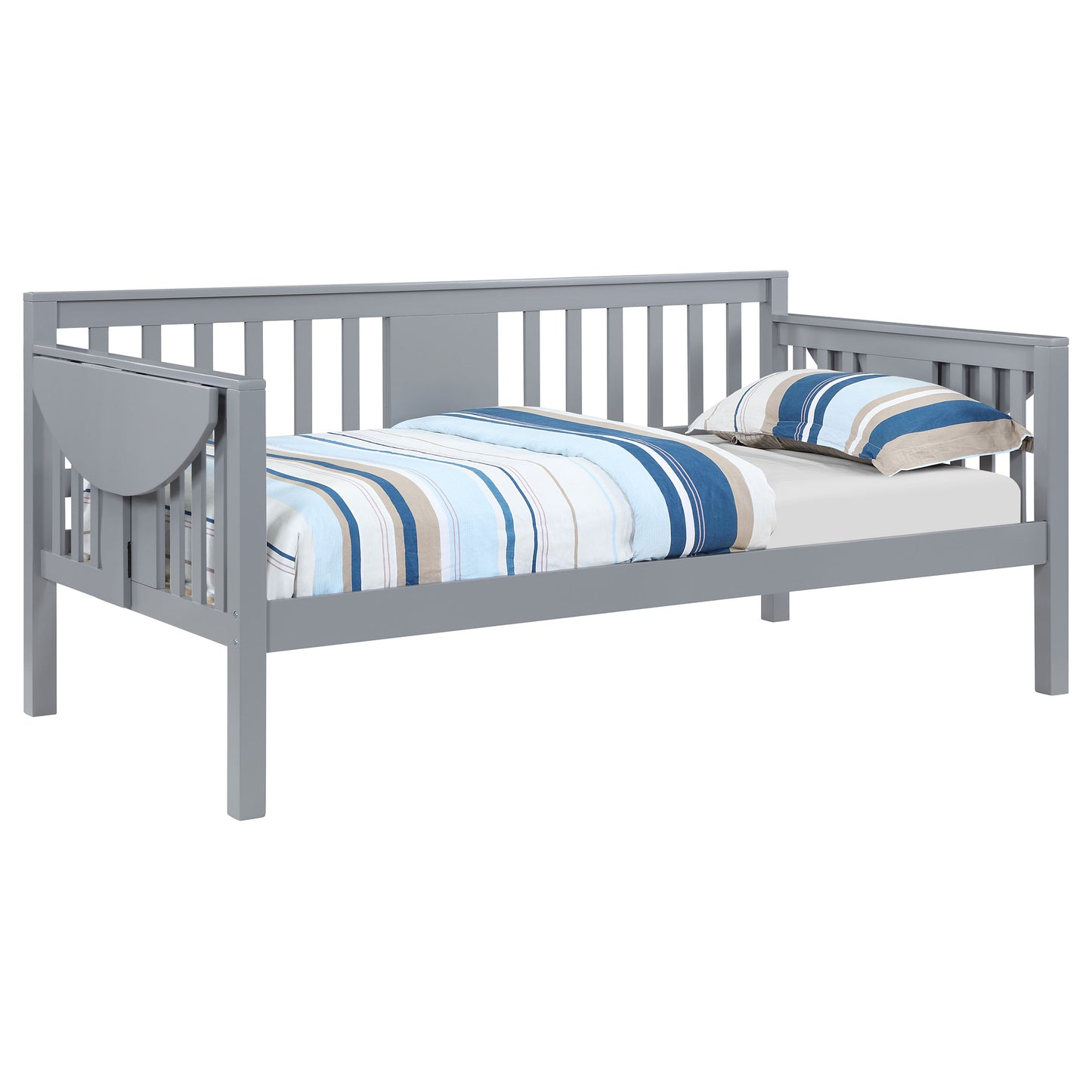 avenue wood twin daybed with drop-down tables grey