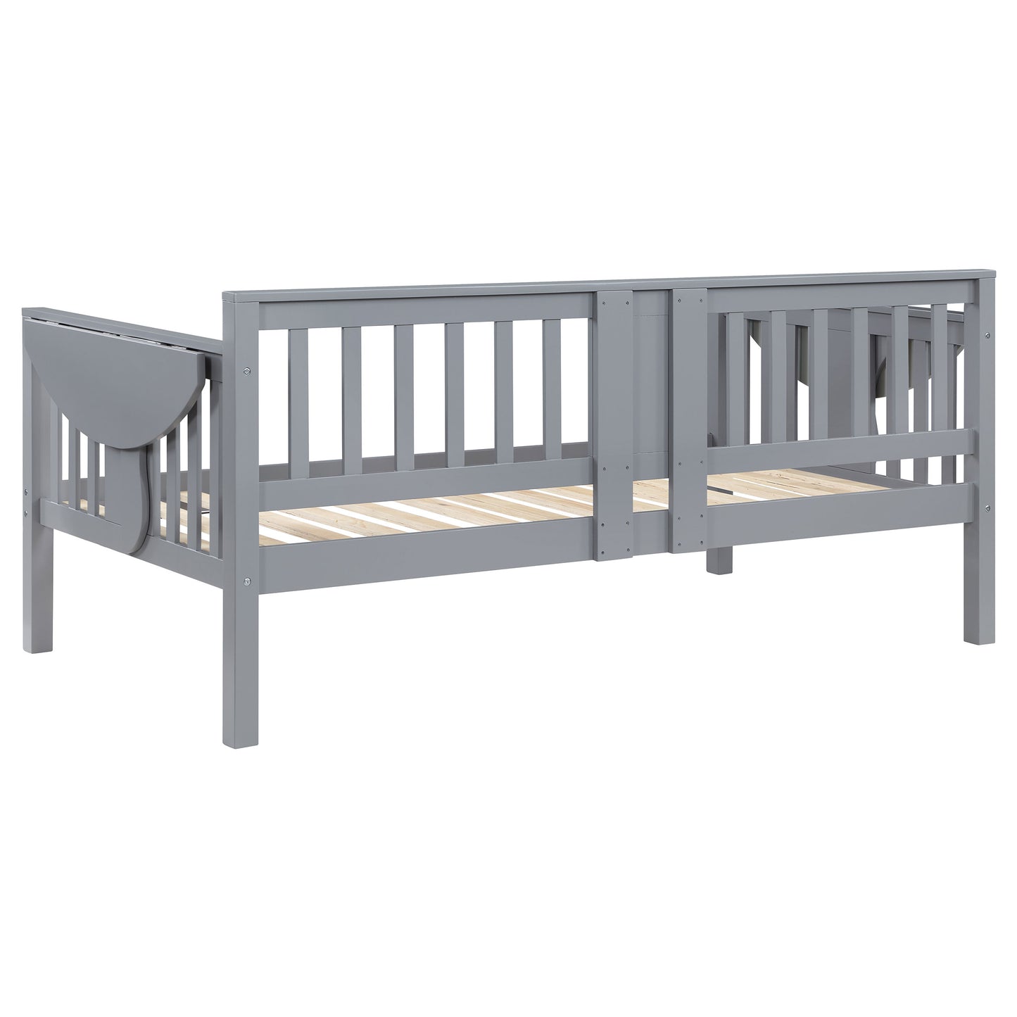 avenue wood twin daybed with drop-down tables grey