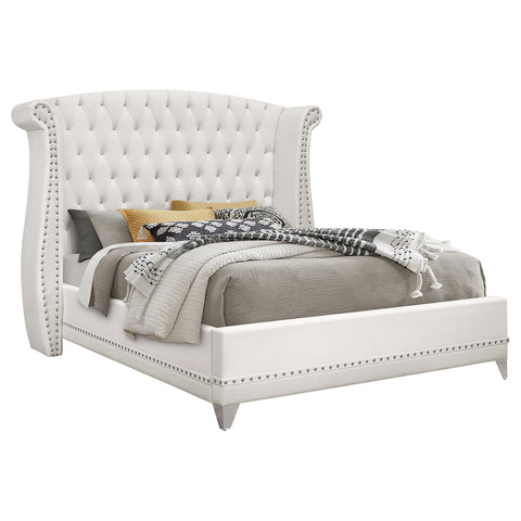 Percy Upholstered Eastern King Wingback Bed WhiteWhite