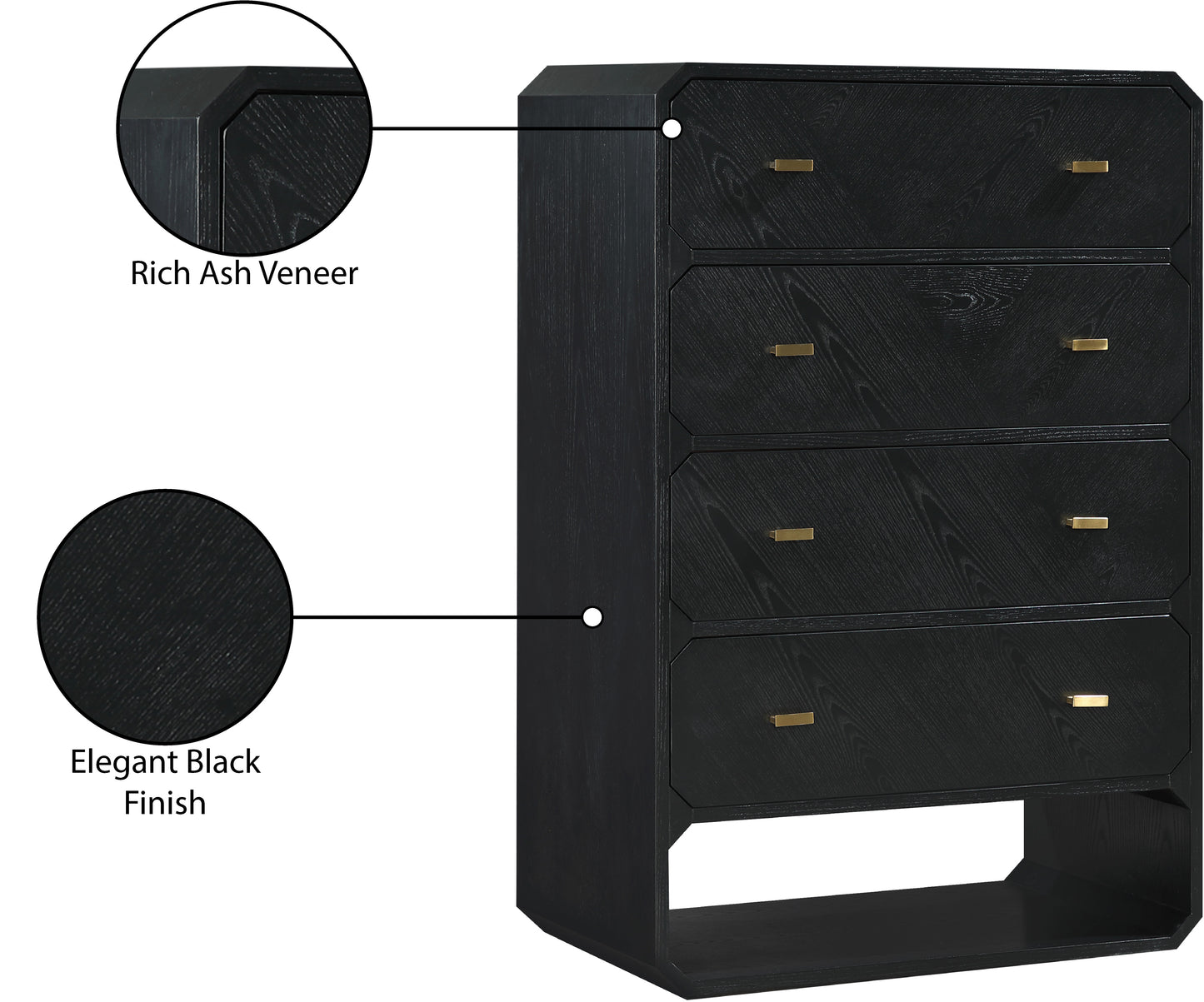 colosseum black ash veneer chest