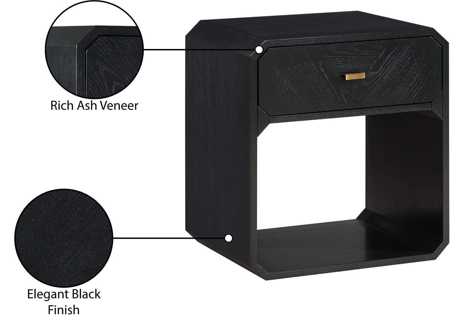 colosseum black ash veneer night stand