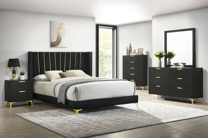 Valencia Upholstered Eastern King Panel Bed Black