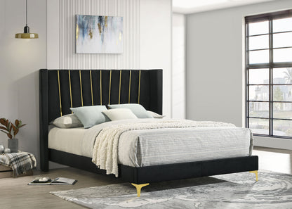 Zahavah Upholstered Queen Panel Bed Black