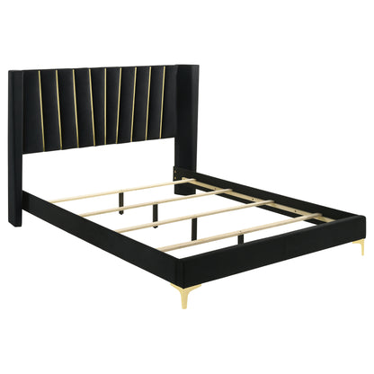 Zahavah Upholstered Queen Panel Bed Black