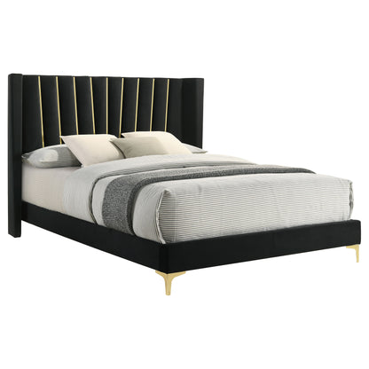 Zahavah Upholstered Queen Panel Bed Black