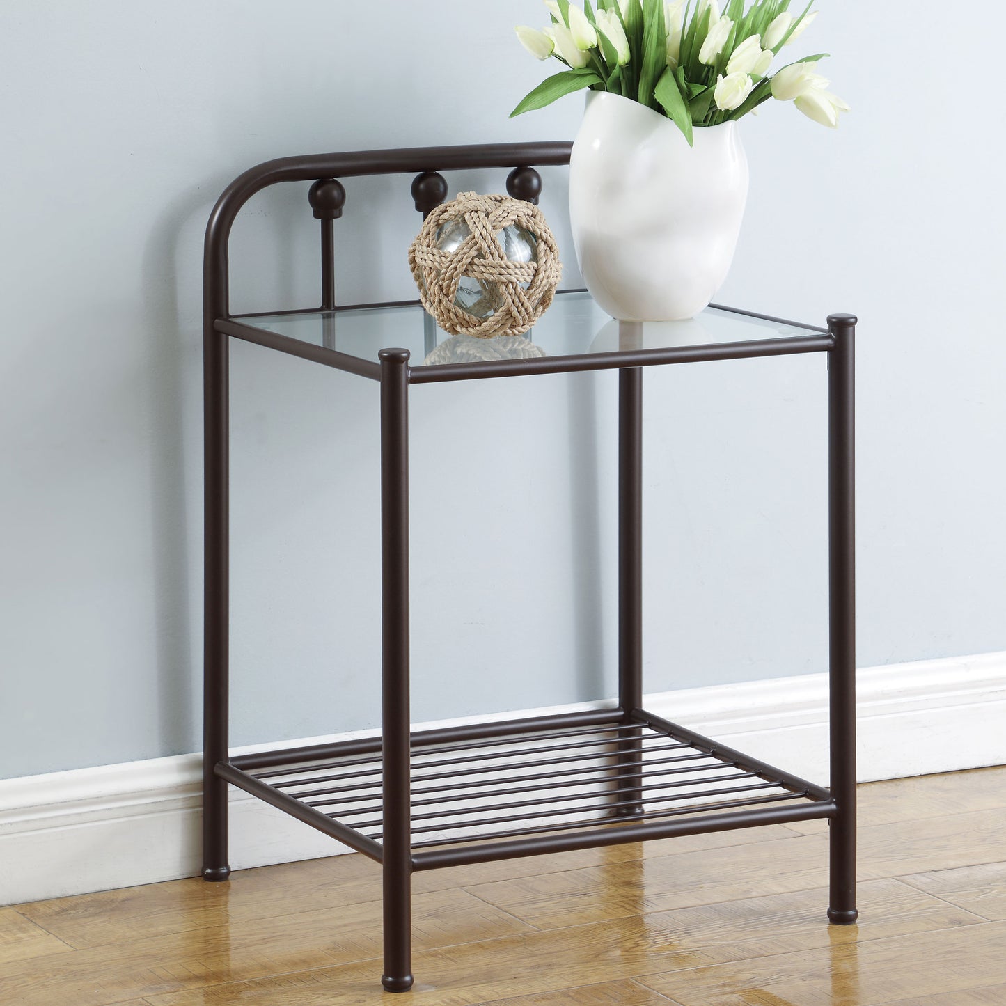 maylin metal 1-shelf nightstand dark bronze