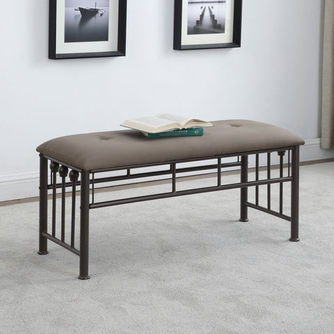 Ophelia Microfiber Upholstered Bench Brown and BronzeDark Bronze