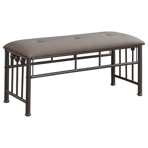 Ophelia Microfiber Upholstered Bench Brown and BronzeDark Bronze