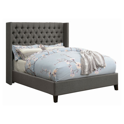 Acadia Upholstered Full Wingback Bed GreyGrey