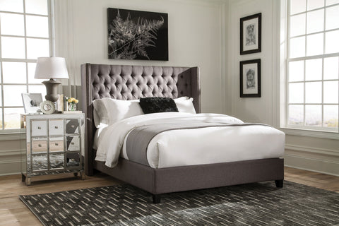 Acadia Upholstered Queen Wingback Bed GreyGrey