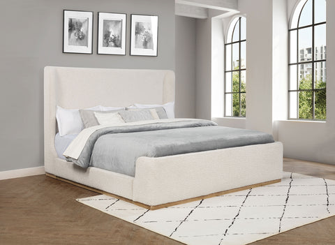 Garner Upholstered Eastern King Sleigh Bed CreamCream