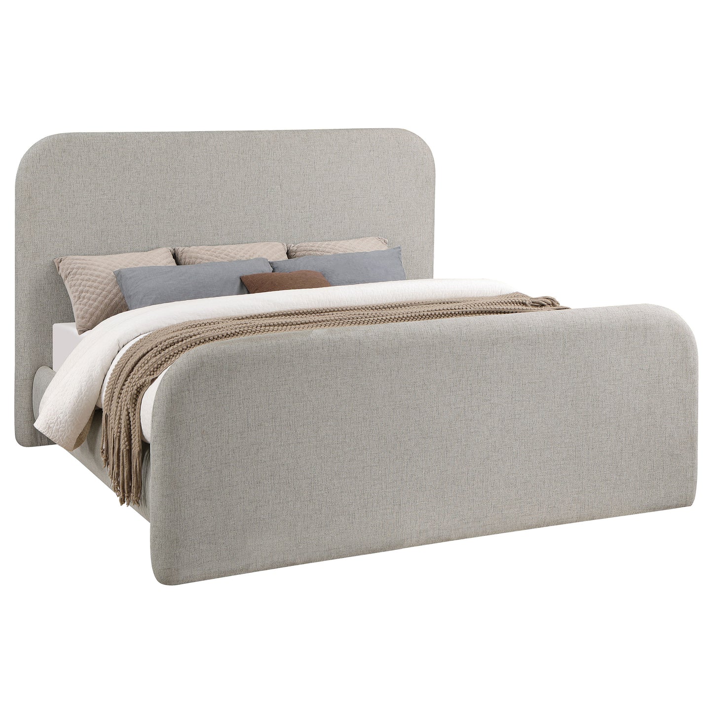 norcrest upholstered eastern king panel bed grey