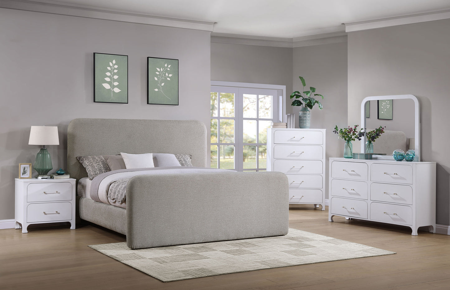 norcrest upholstered eastern king panel bed grey