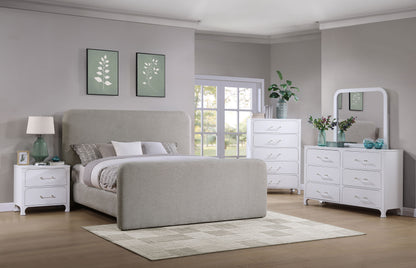 Norcrest Upholstered Eastern King Panel Bed Grey