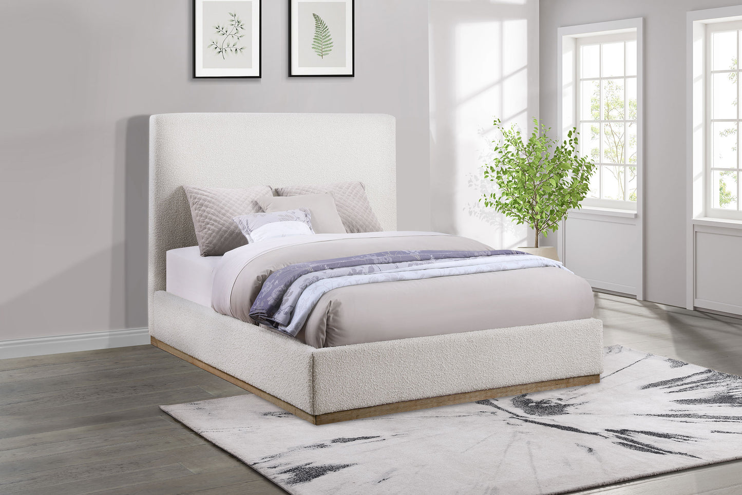 montara upholstered queen panel bed cream