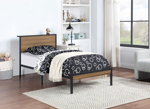 Montara Metal Twin Panel Bed Light OakLight Oak