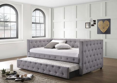 Warren Upholstered Twin Daybed with Trundle GreyGrey