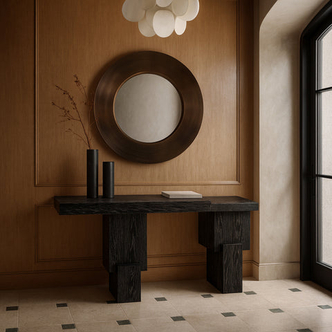 Camden Black Oak Veneer And Solid Wood Console Table, 1 Piece