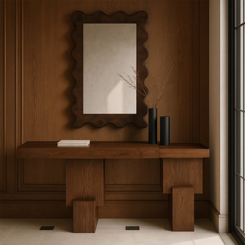 Camden Brown Oak Veneer And Solid Wood Console Table, 1 Piece
