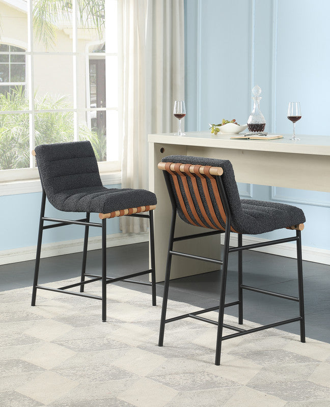 callie dark gray boucle fabric counter height chair