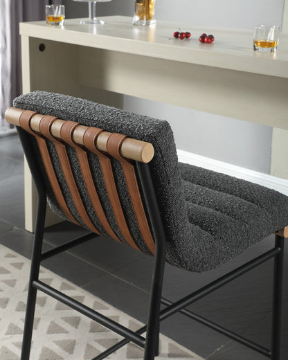 Callie Dark Gray Boucle Fabric Counter Height Chair