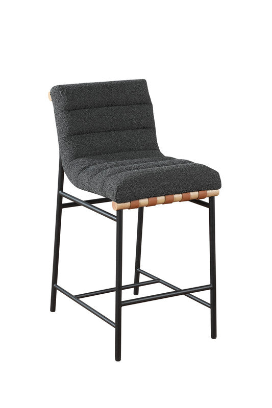 callie dark gray boucle fabric counter height chair