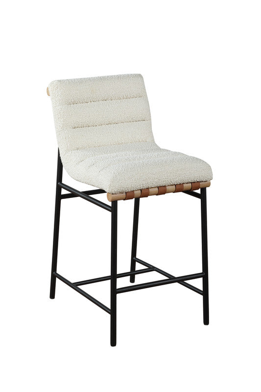 hathaway white boucle fabric counter height chair