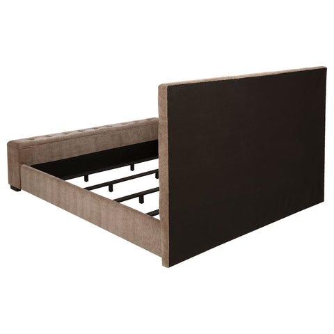 Moniz Upholstered Eastern King Audio Flame Visualizer Bed Brown