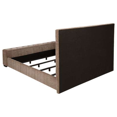 Moniz Upholstered California King Audio Flame Visualizer Bed Brown