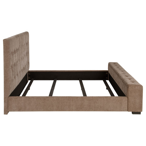 Moniz Upholstered California King Audio Flame Visualizer Bed Brown
