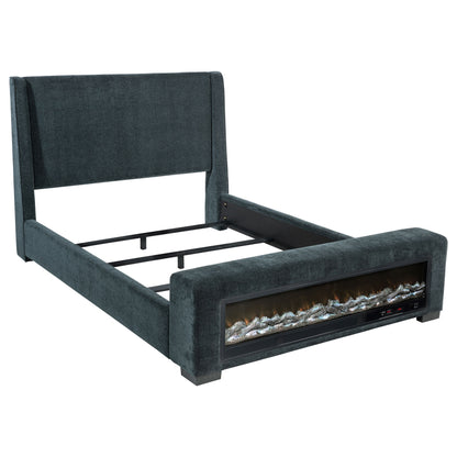 Krester Upholstered Queen Audio Flame Visualizer Bed Blue