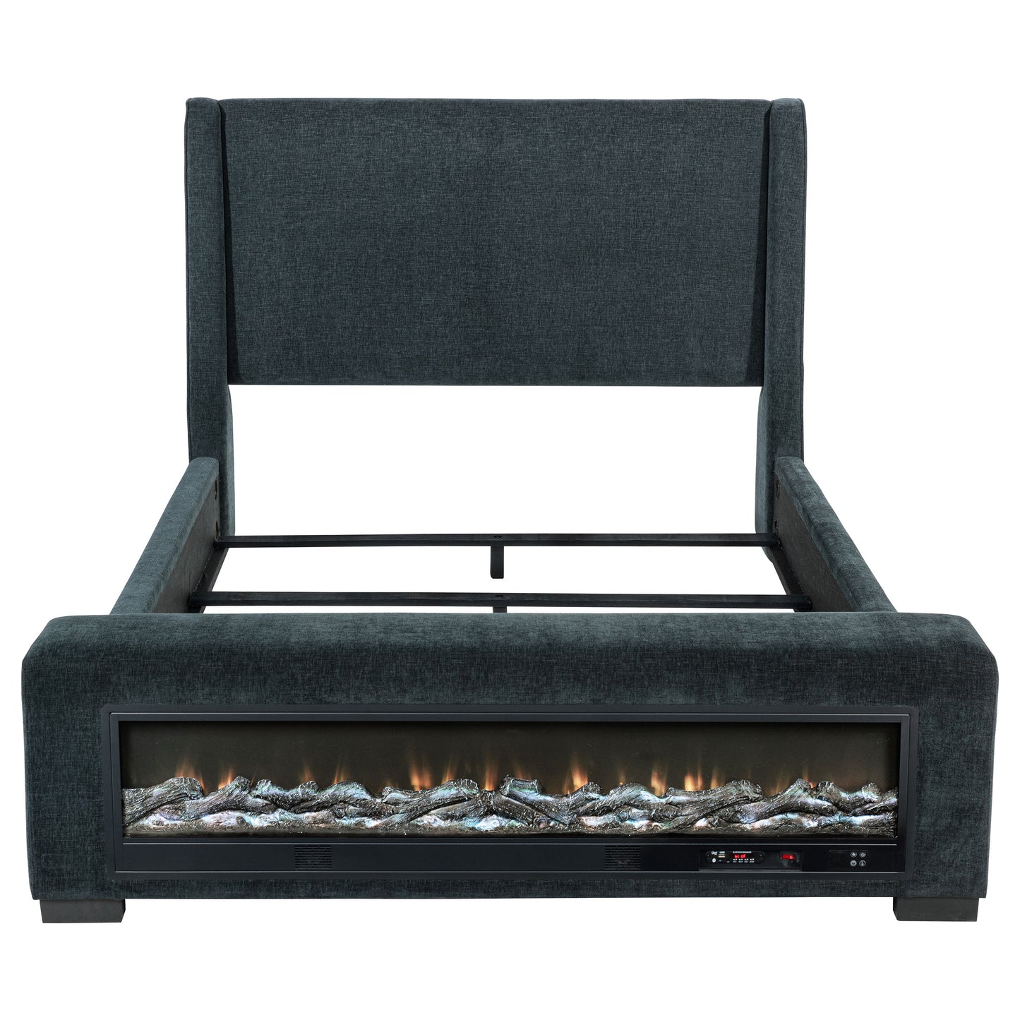 krester upholstered queen audio flame visualizer bed blue